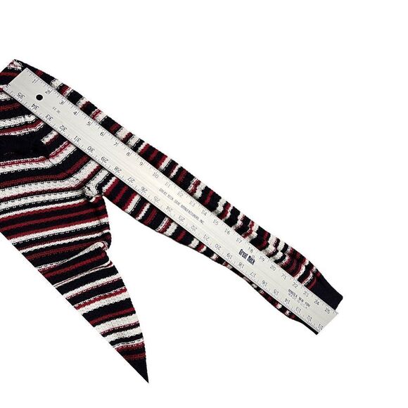 Brooks Brothers Red Fleece Sweater Women’s L Red White Black Striped Knit Ruffle - Picture 10 of 11